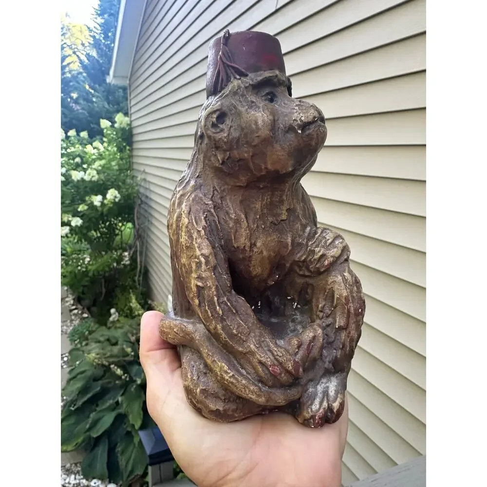 Vintage Gargoyles Studio chalkware monkey candle holder gothic chinoserie 7”